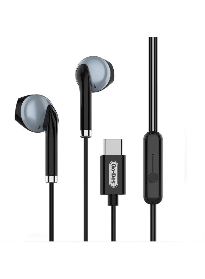 جو-ديز سماعة راس داخل الاذن من النوع سي صوت عالي الجودة متوافقة هواتف - اسود - Image 1